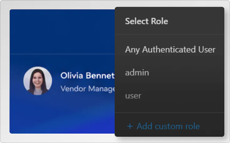 Vendor portal user roles screenshot